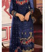 Blue embroidered georgette salwar