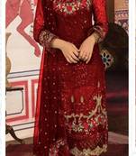 Red embroidered georgette salwar