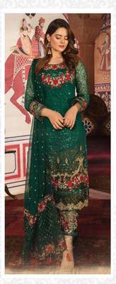 Green embroidered georgette salwar 1