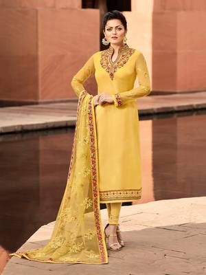 Yellow embroidered georgette salwar 1