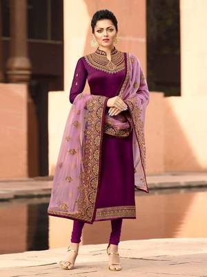 Wine embroidered georgette salwar 1