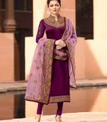 Wine embroidered georgette salwar