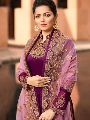 Wine embroidered georgette salwar 2