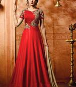 Orange embroidered satin salwar