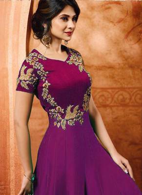 Purple embroidered satin salwar 2