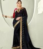 Black embroidered chiffon saree with blouse
