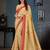 Beige woven cotton silk saree with blouse
