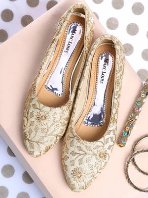 Women's Ethnic Beige Ballerinas 1