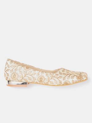 Women's Ethnic Beige Ballerinas 3