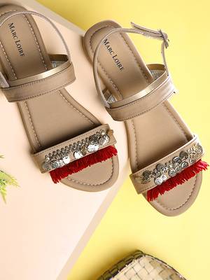 Women's Ethnic Golden Flats 1