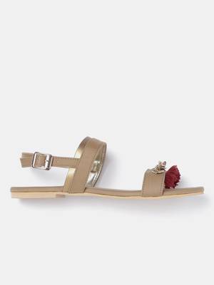 Women's Ethnic Golden Flats 3