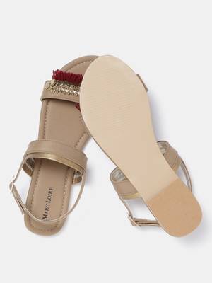 Women's Ethnic Golden Flats 4