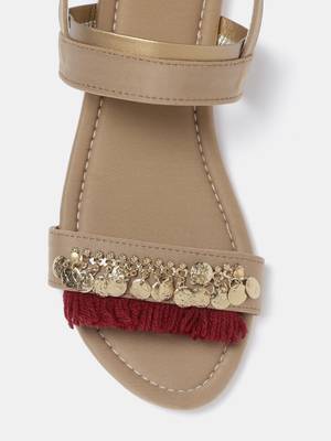 Women's Ethnic Golden Flats 6