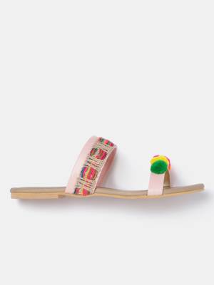 Women's Ethnic Pink Flats 3