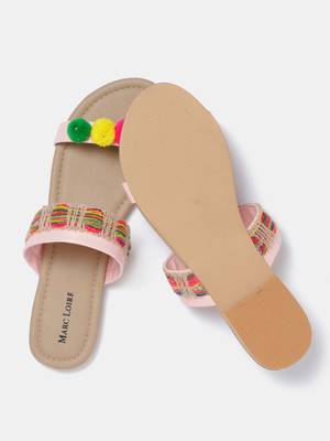 Women's Ethnic Pink Flats 4