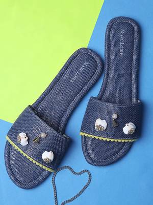 Women's Ethnic Navy Blue Flats 1