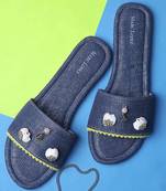 Women's Ethnic Navy Blue Flats