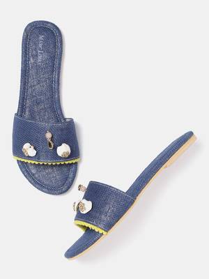 Women's Ethnic Navy Blue Flats 2