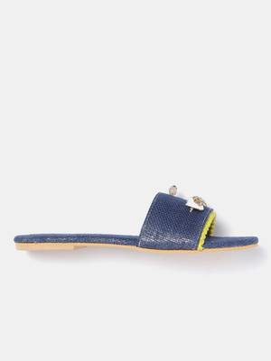Women's Ethnic Navy Blue Flats 3