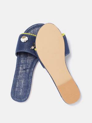 Women's Ethnic Navy Blue Flats 4