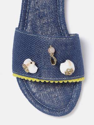 Women's Ethnic Navy Blue Flats 6