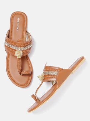 Women's Ethnic Tan Flats 2