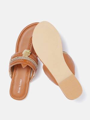 Women's Ethnic Tan Flats 4