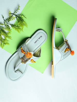 Women's Ethnic Green Flats 1