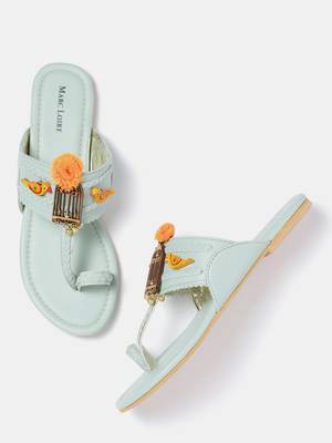 Women's Ethnic Green Flats 2