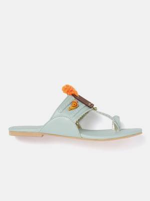 Women's Ethnic Green Flats 3