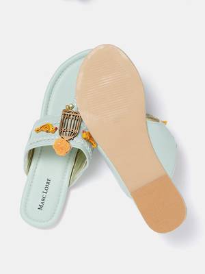 Women's Ethnic Green Flats 4