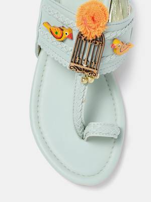 Women's Ethnic Green Flats 6