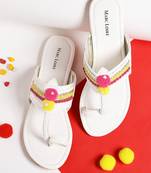 Women's Ethnic White Flats