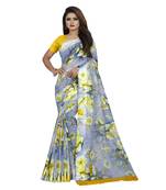 Multicolor printed bhagalpuri cotton saree with blouse