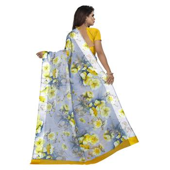 Multicolor printed bhagalpuri cotton saree with blouse 2