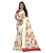 Multicolor printed bhagalpuri cotton saree with blouse