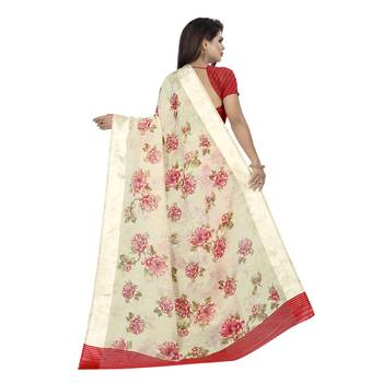 Multicolor printed bhagalpuri cotton saree with blouse 2