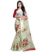 Multicolor printed bhagalpuri cotton saree with blouse