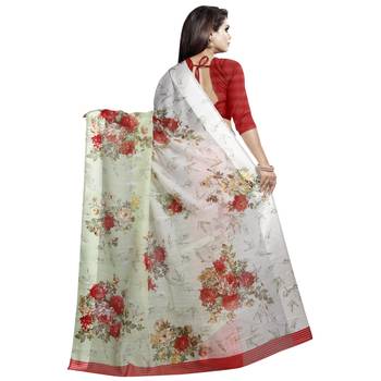 Multicolor printed bhagalpuri cotton saree with blouse 2