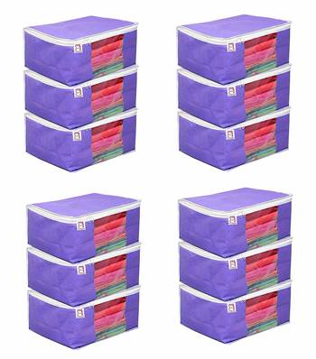 Atorakushon   Fabric Saree Cover Garments Wardrobe Organiser Pack of 12 1