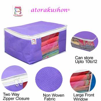 Atorakushon   Fabric Saree Cover Garments Wardrobe Organiser Pack of 6 5