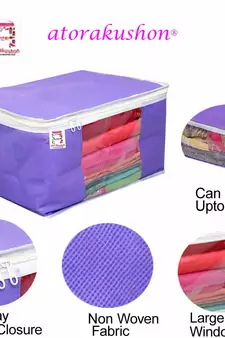 Atorakushon   Fabric Saree Cover Garments Wardrobe Organiser Pack of 6