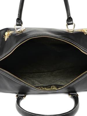 Black PU Golden bees embroideried Duffel bag 3