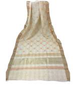 Cream Banarasi Cot Silk saree with blouse with zari saree with blouse