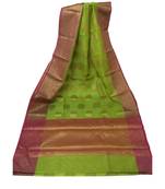 Green Banarasi Cot Silk saree with blouse with zari saree with blouse
