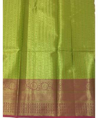 Green Banarasi Cot Silk saree with blouse with zari saree with blouse 2