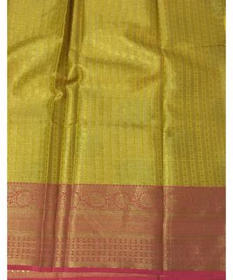 Yellow Banarasi Cot Silk saree with blouse with zari saree with blouse 2