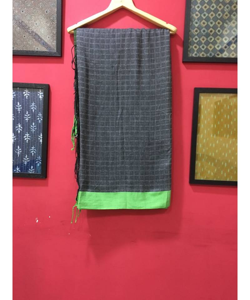 Grey Bengal Cotton Handloom saree with blouse