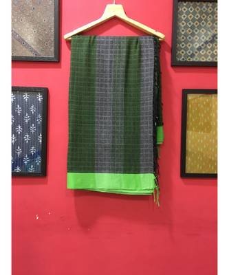 Grey Bengal Cotton Handloom saree with blouse 3