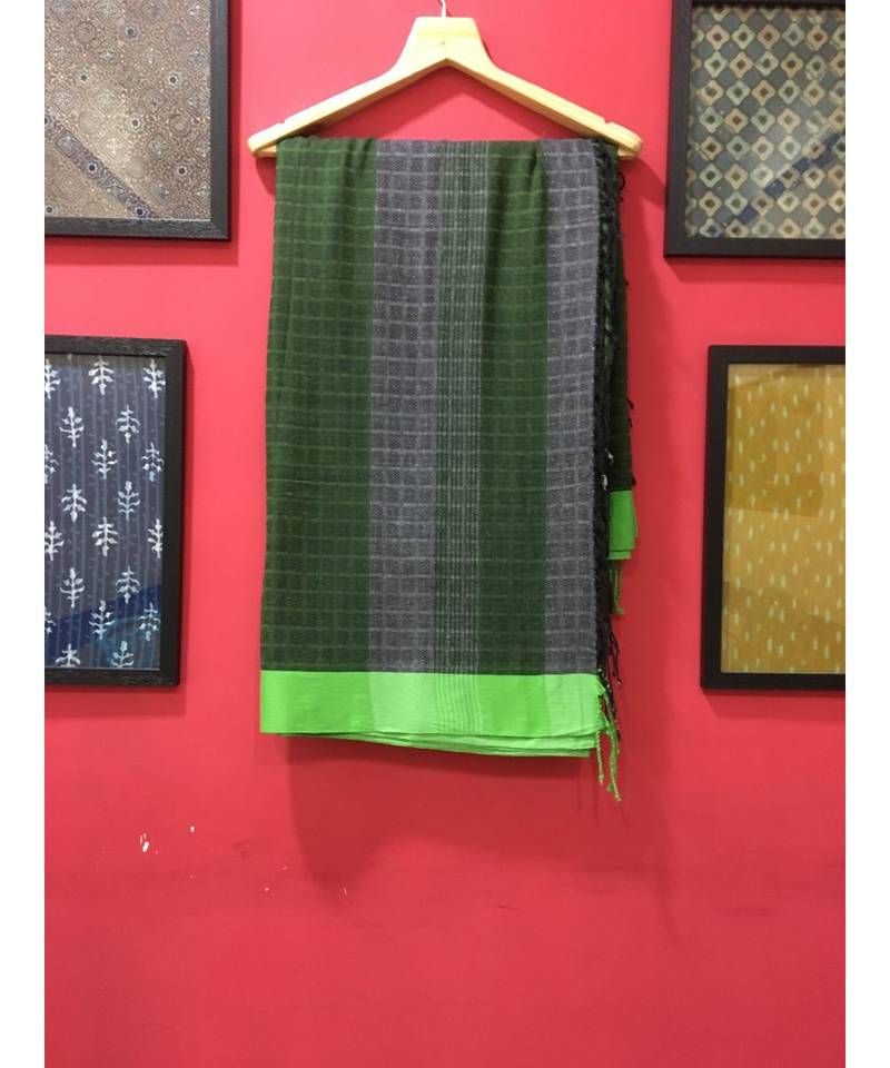 Grey Bengal Cotton Handloom saree with blouse